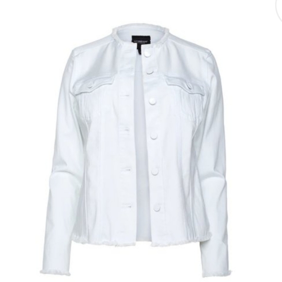 Liverpool Jeans White Frayed Edge Jean Jacket Size XS - Picture 3 of 10